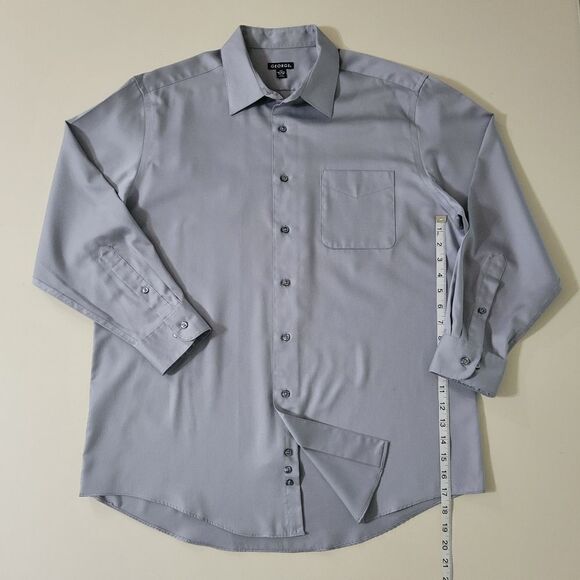 George's Men's Grey Stone Button-Down Dress Shirt - Picture 6 of 15